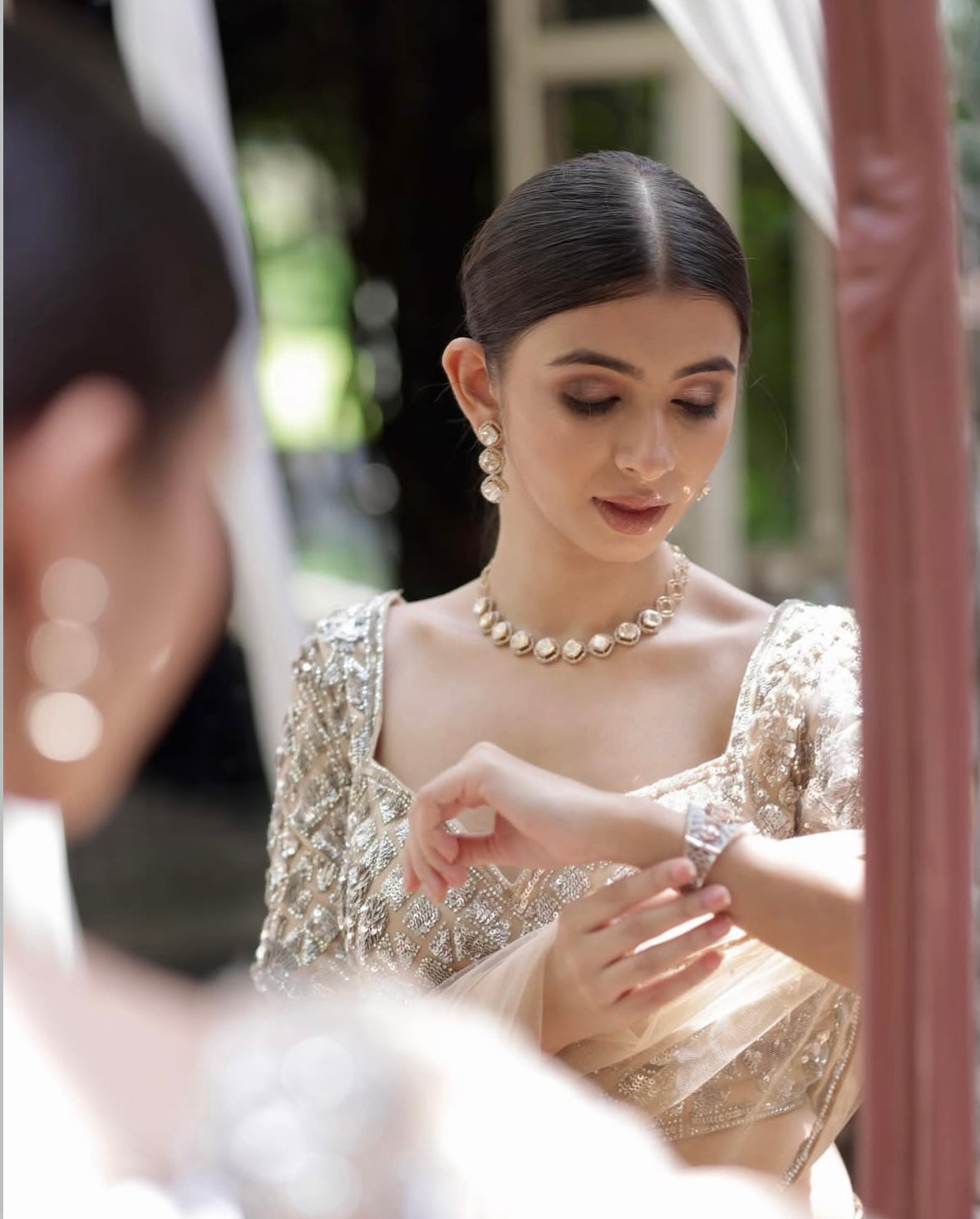Metallic silver lehenga