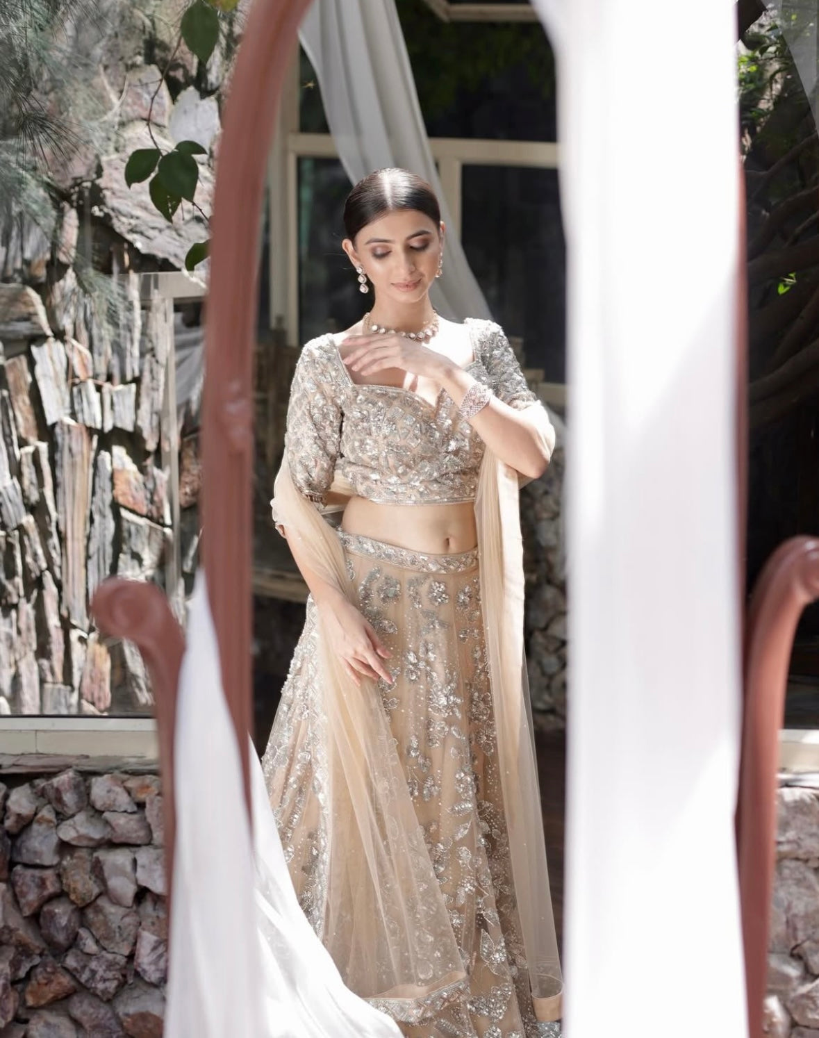 Metallic silver lehenga