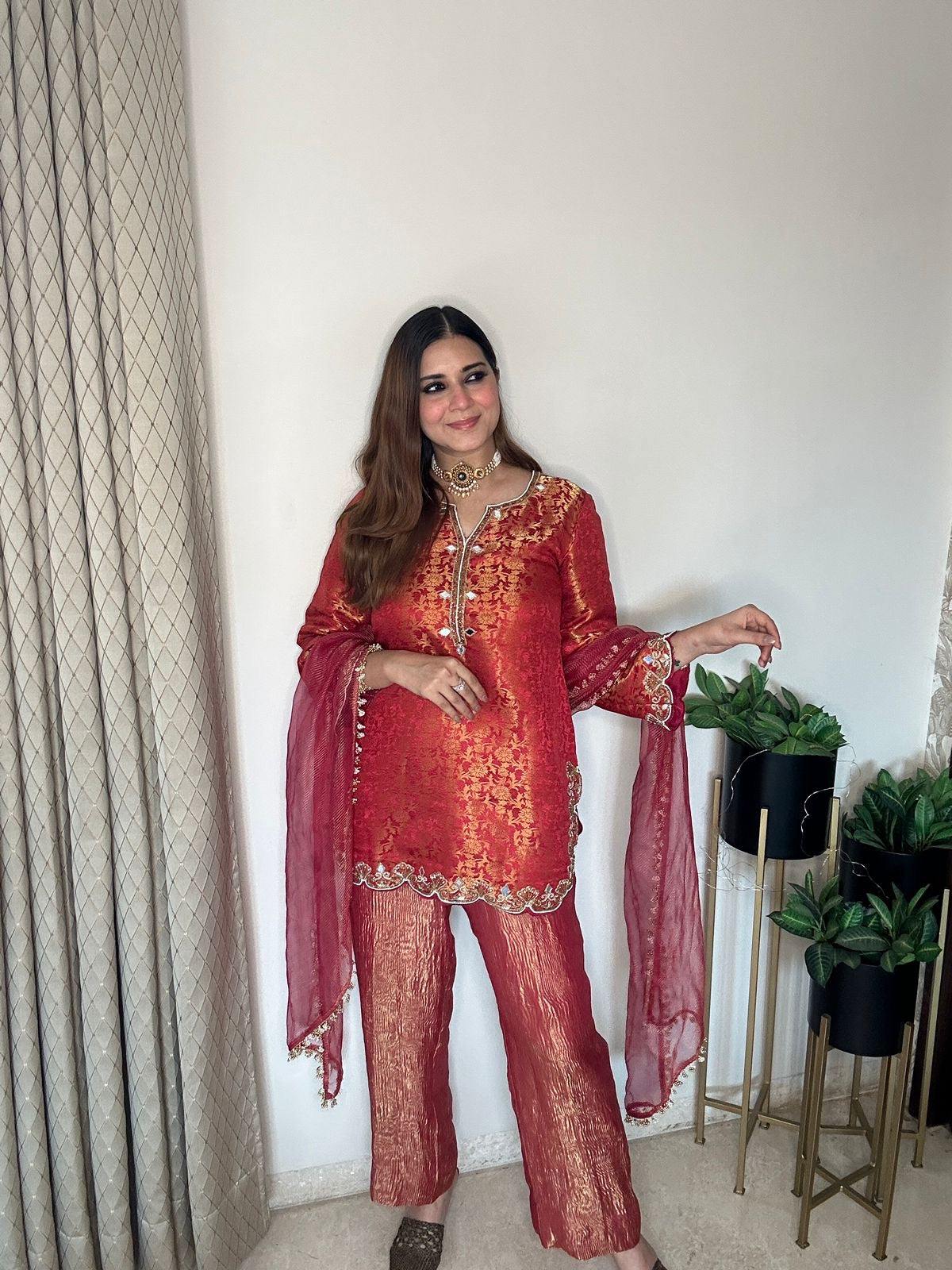 Pure brocade tissue suit