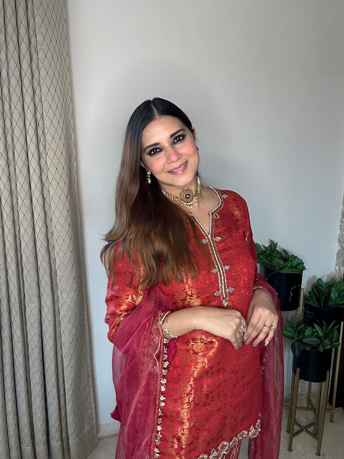 Pure brocade tissue suit