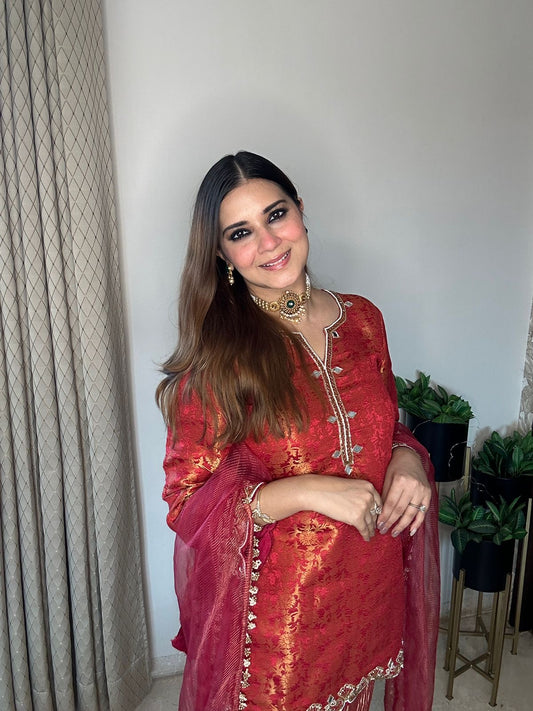 Pure brocade tissue suit