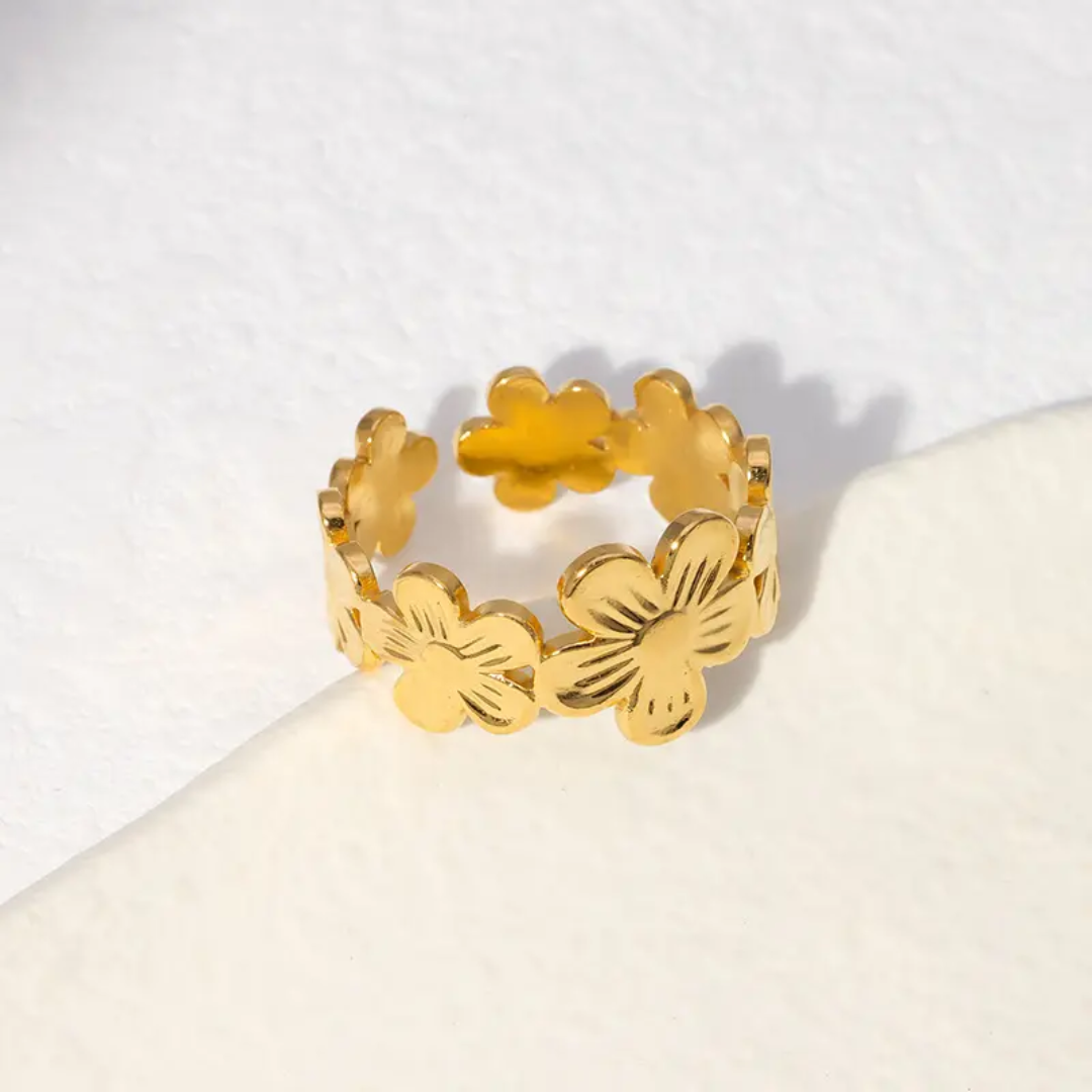 Amber floral open ring