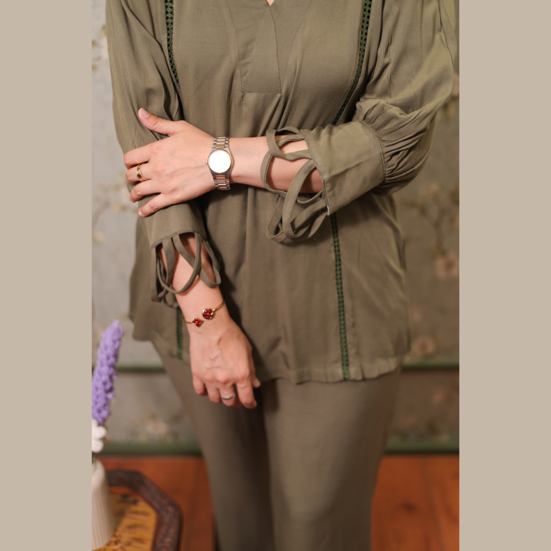 Olive cotton co-ord set