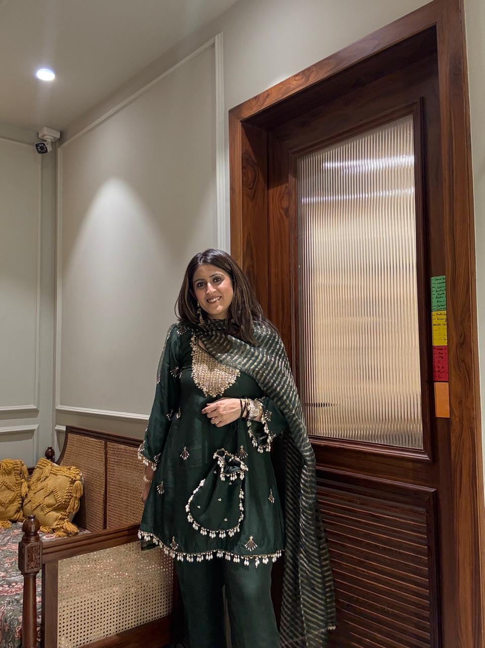 Hand embroidered Emerald green suit