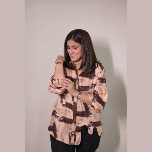 Brown Printed Top