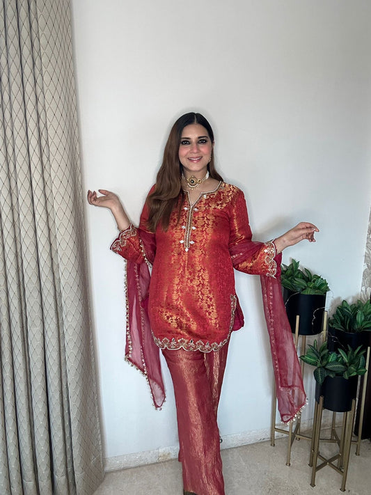 Pure brocade tissue suit