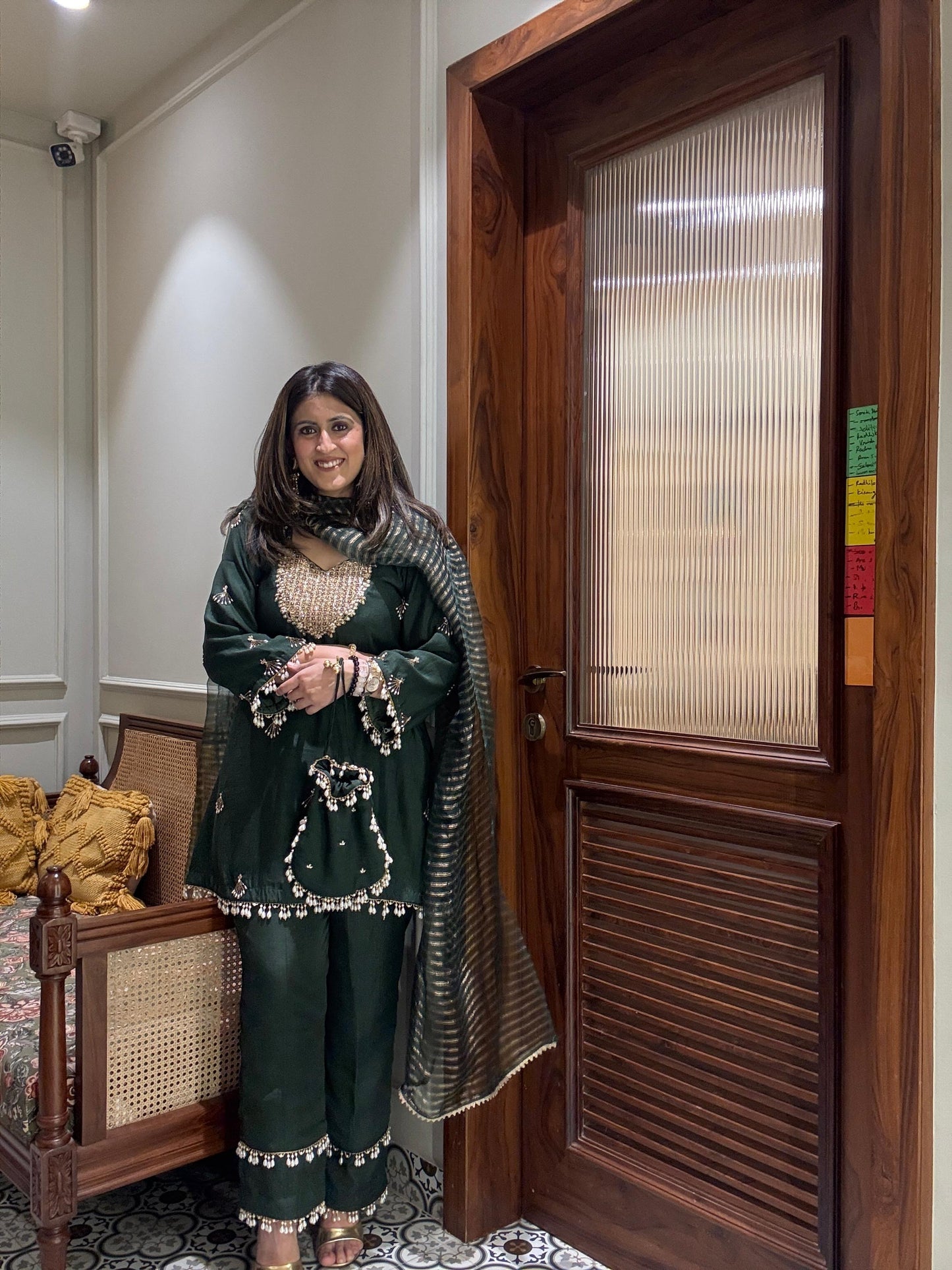 Hand embroidered Emerald green suit