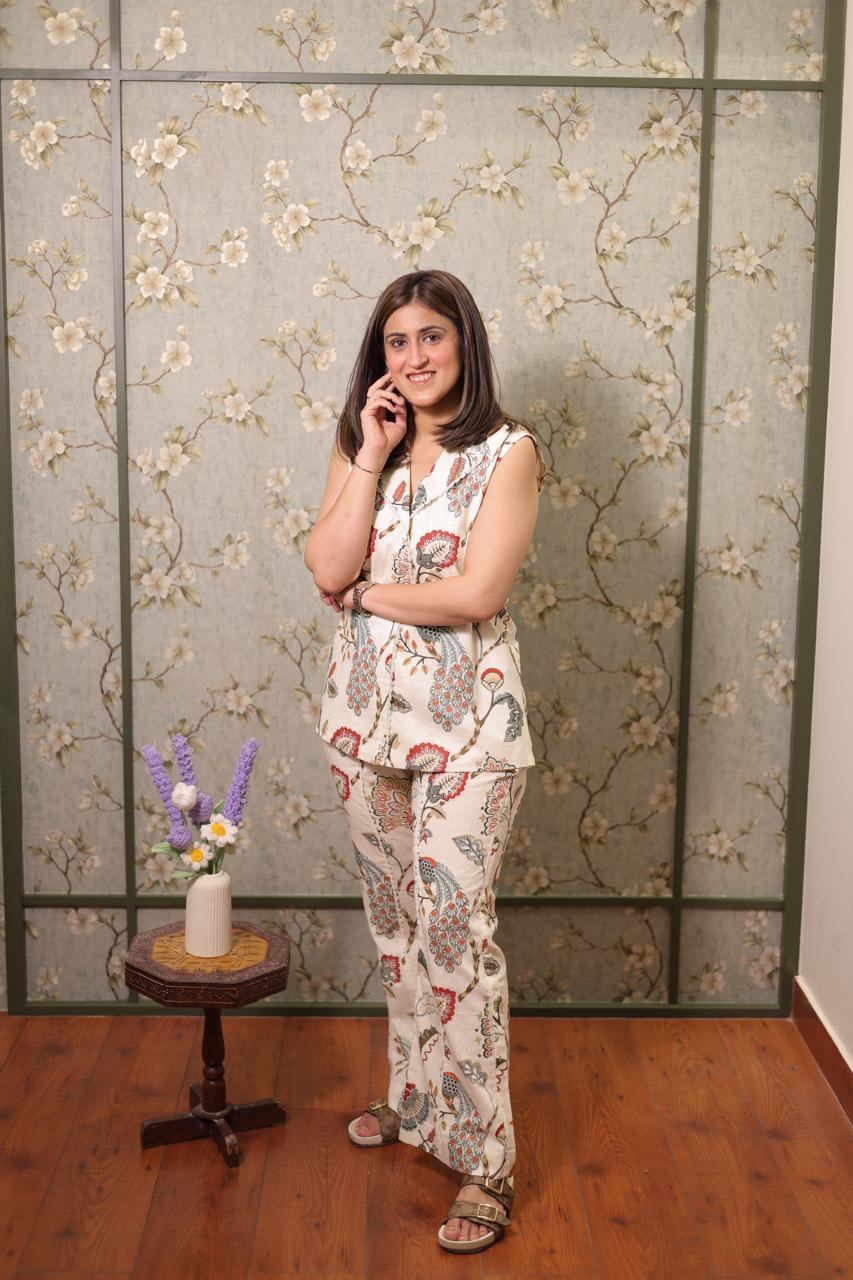 Off - White printed cotton co-ord set