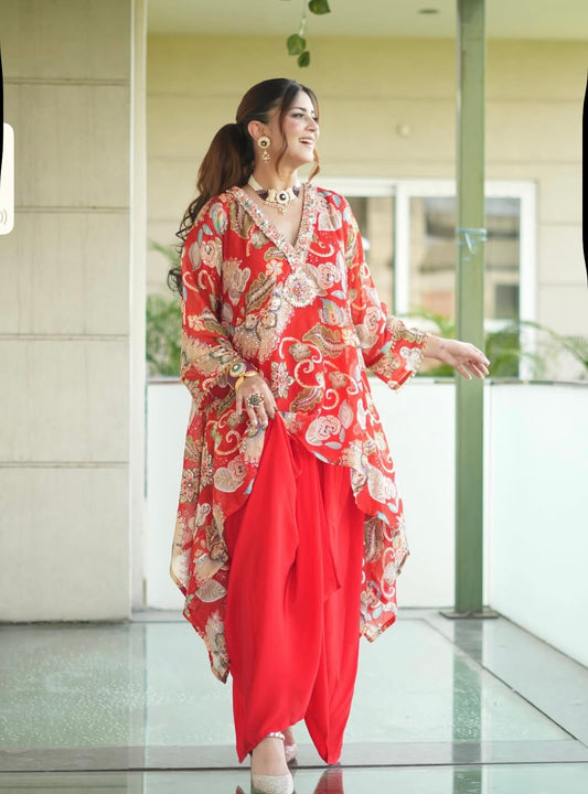 Orange pleated skirt