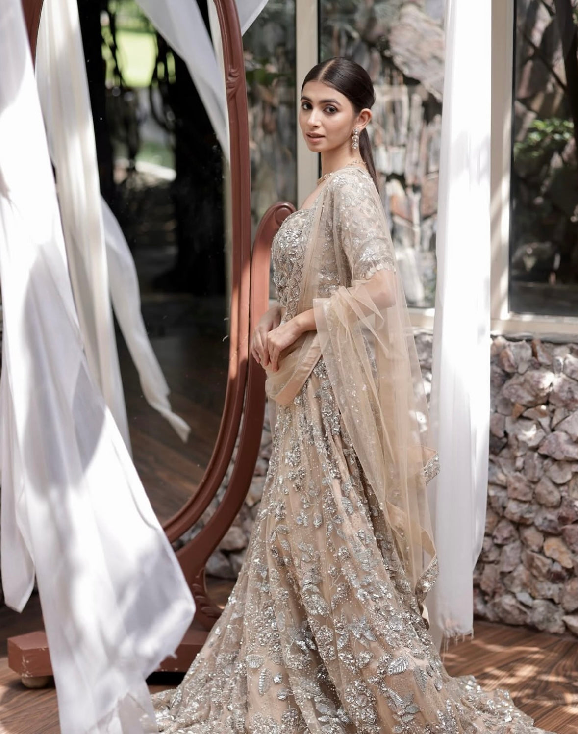 Metallic silver lehenga