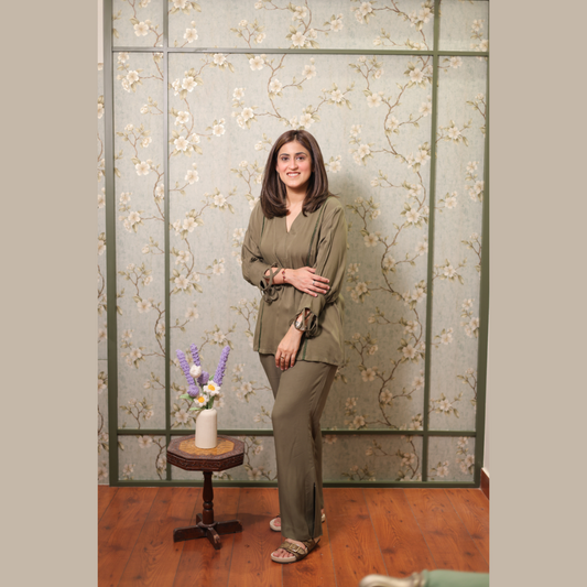 Olive Green Cotton Co-Ord Set