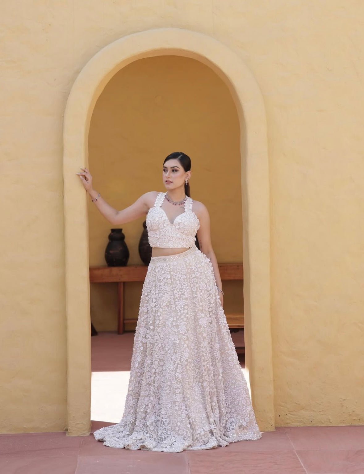 White lehenga
