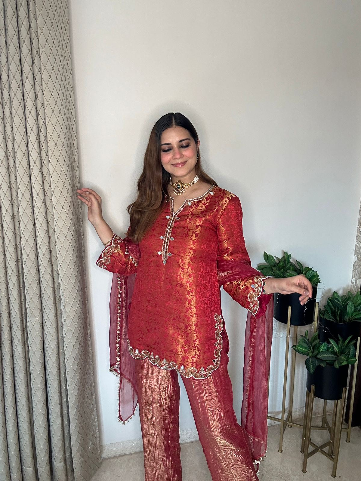 Pure brocade tissue suit