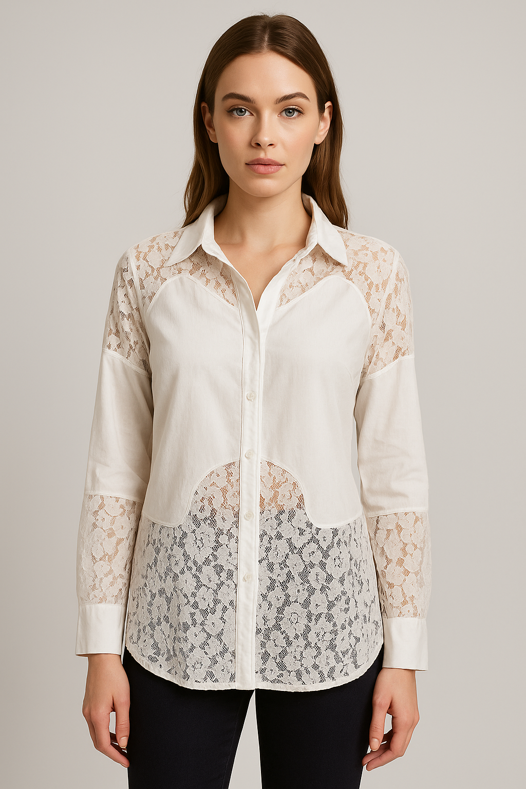 Chic Off White Net Shirt