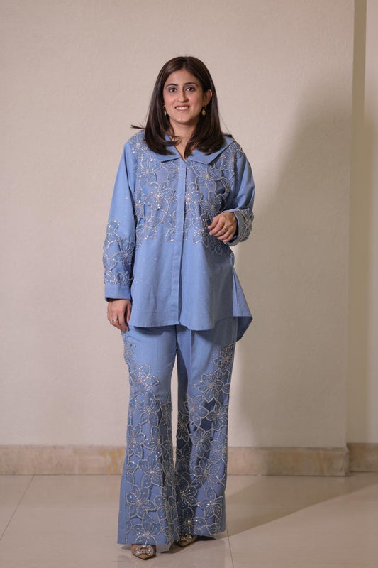 Sequin denim co-ord set