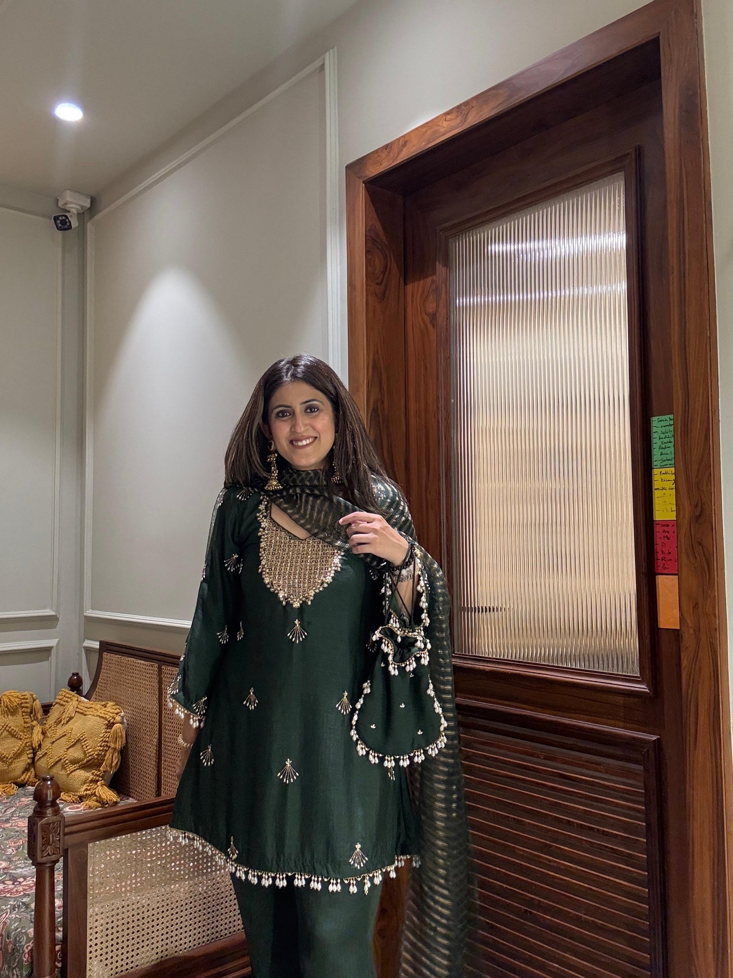 Hand embroidered Emerald green suit