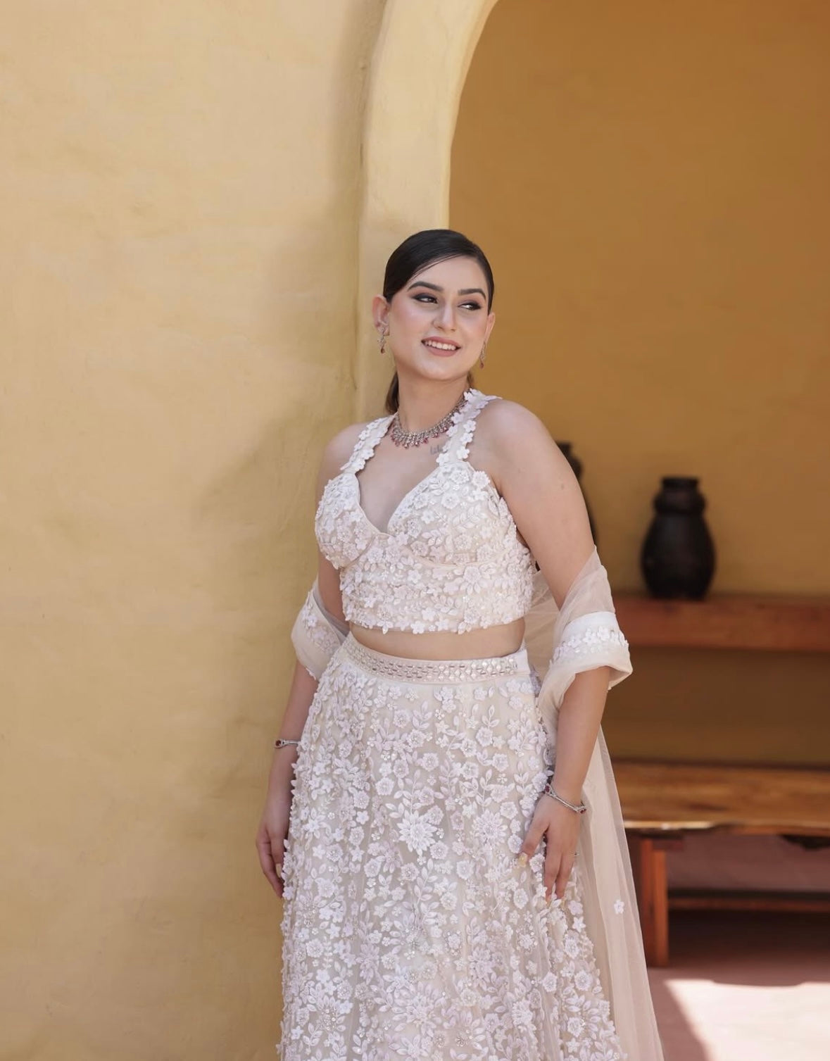 White lehenga