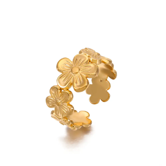 Amber floral open ring