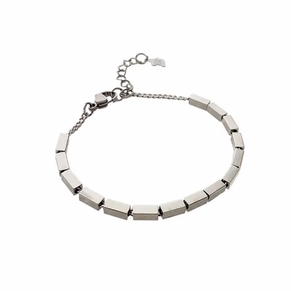 Sleek Silver-Toned Bar Link Bracelet