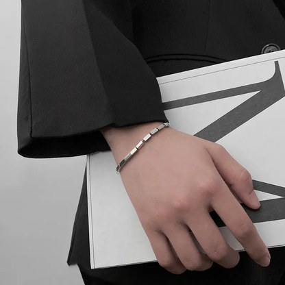 Sleek Silver-Toned Bar Link Bracelet