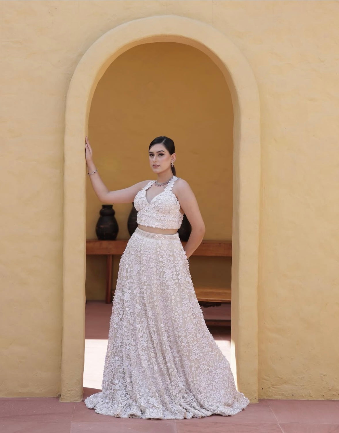 White lehenga