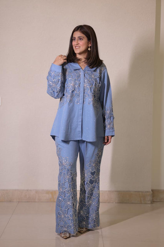 Sequin denim co-ord set