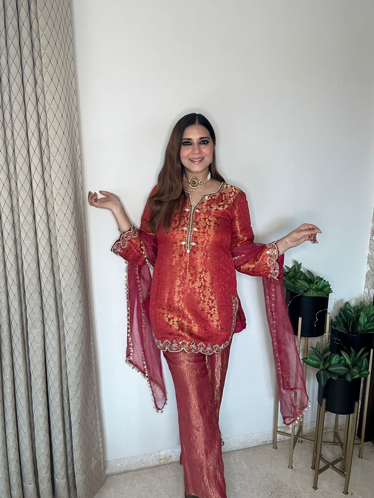 Pure brocade tissue suit