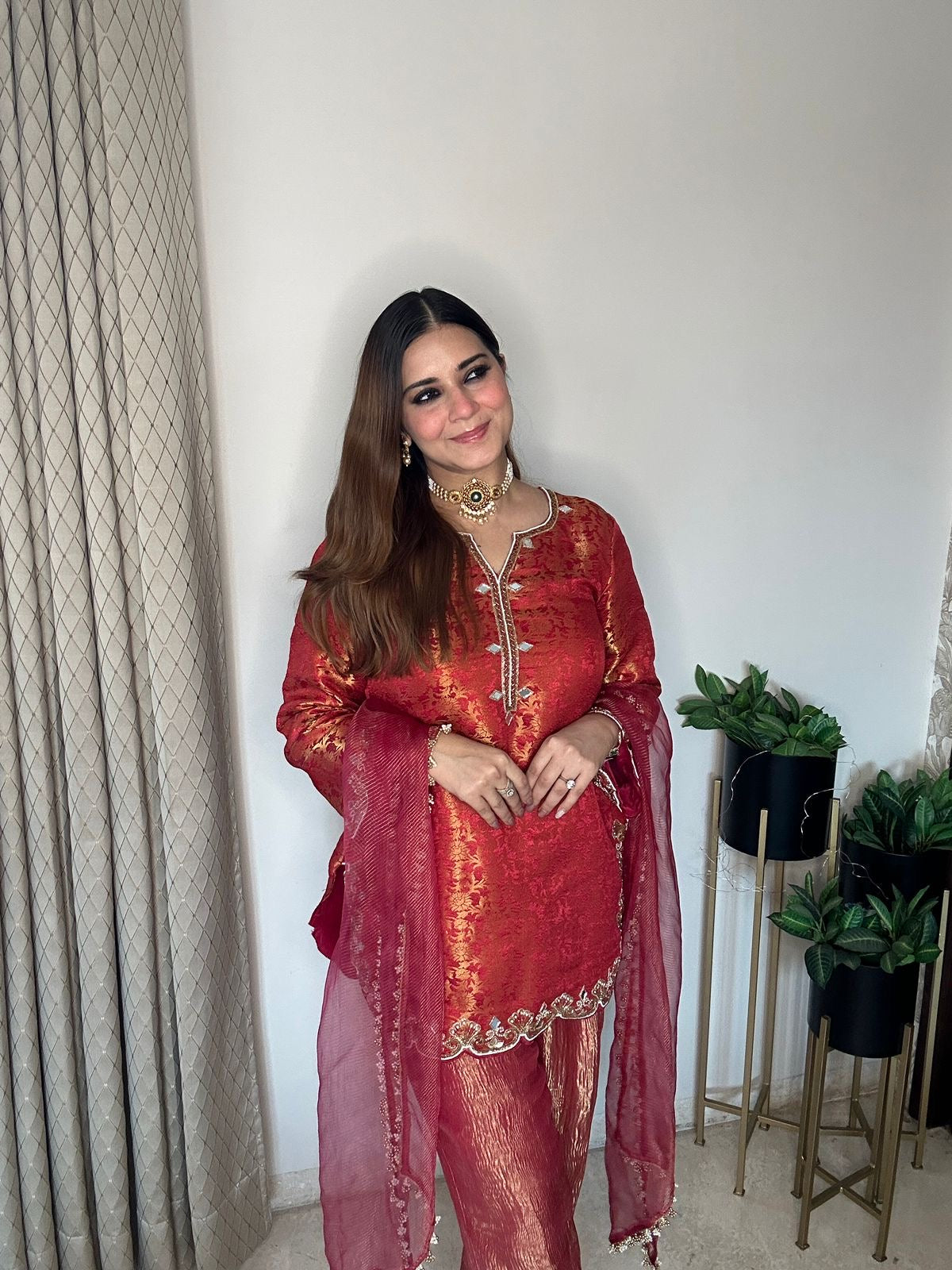 Pure brocade tissue suit