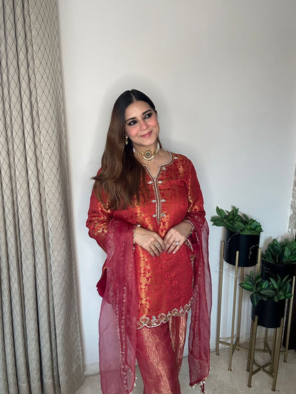 Pure brocade tissue suit