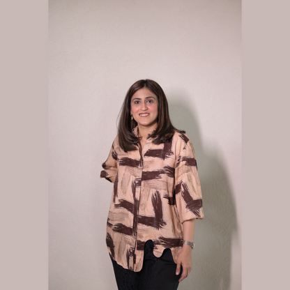 Brown Printed Top