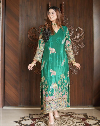 Green kaftan dress