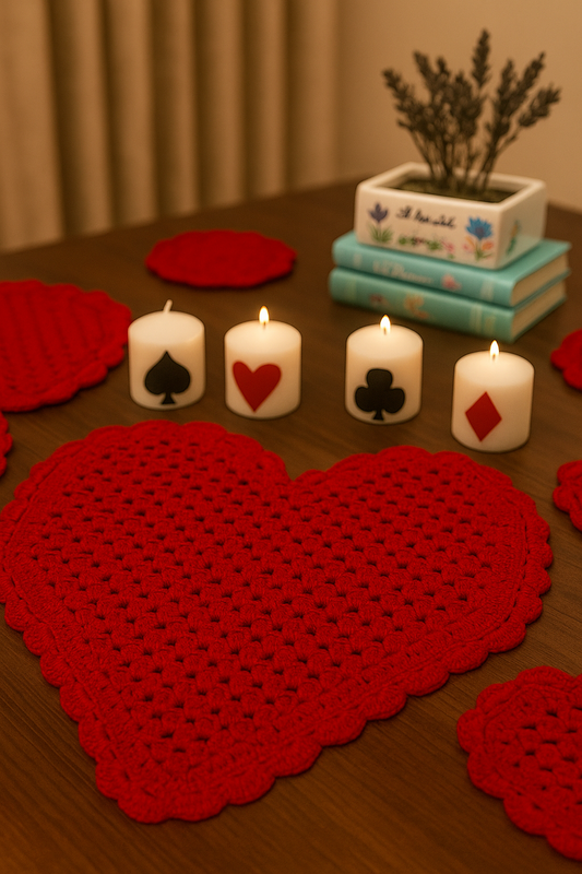 CROCHET HEART TABLE MAT