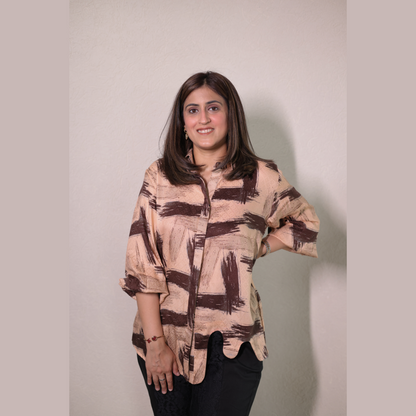 Brown Printed Top