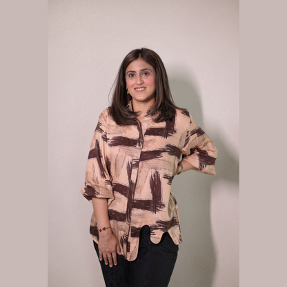 Brown Printed Top