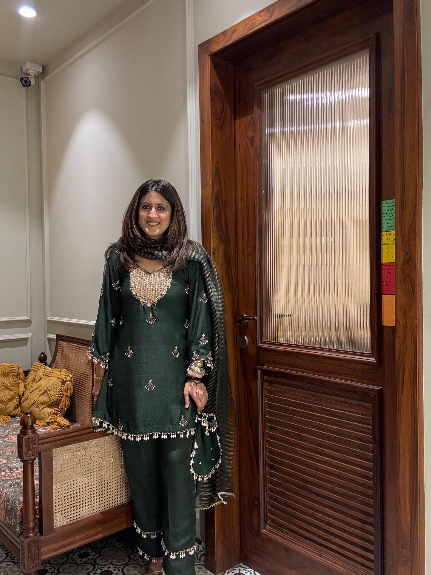 Hand embroidered Emerald green suit