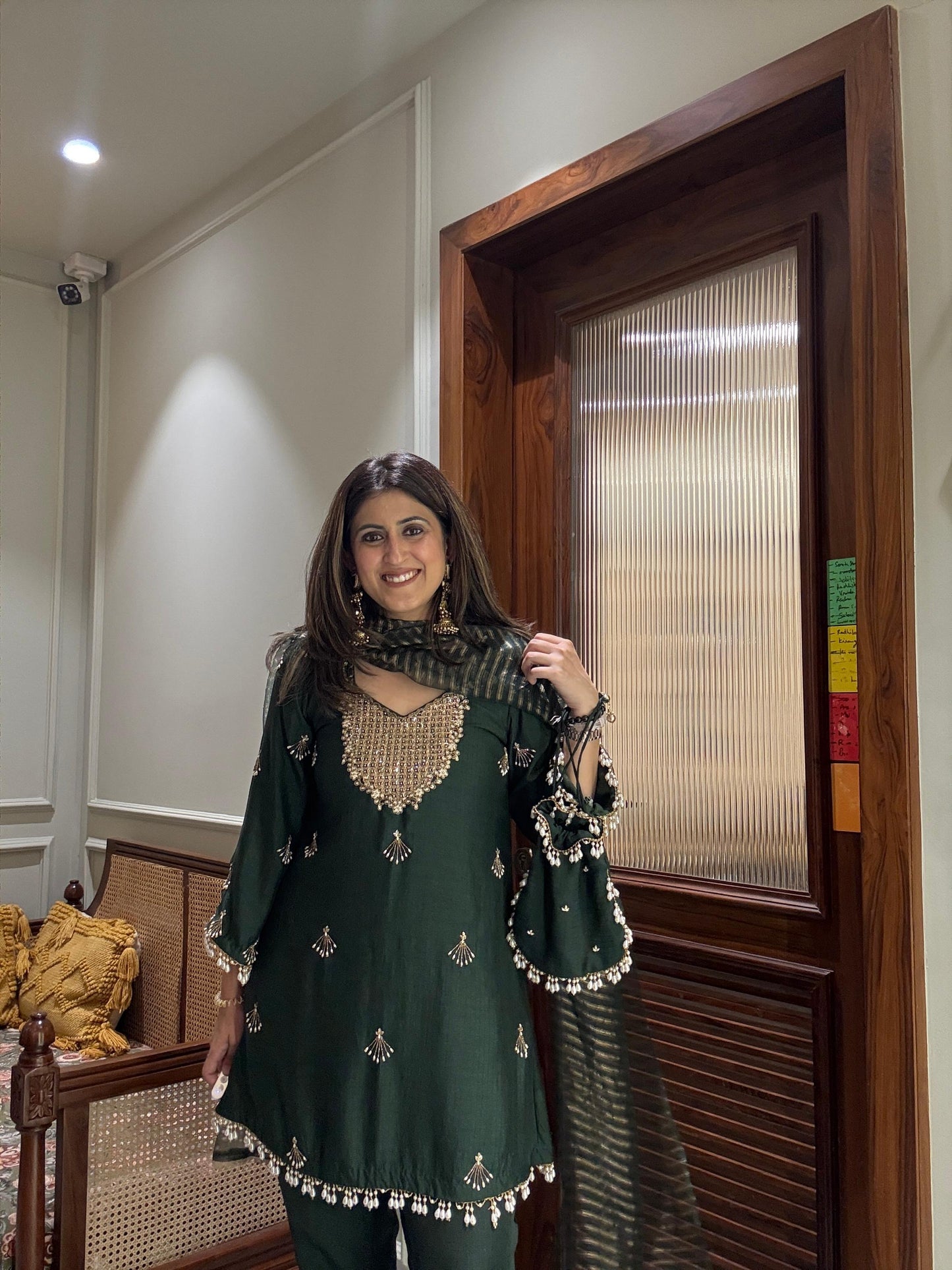 Hand embroidered Emerald green suit