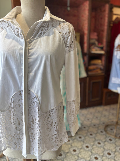 Chic Off White Net Shirt