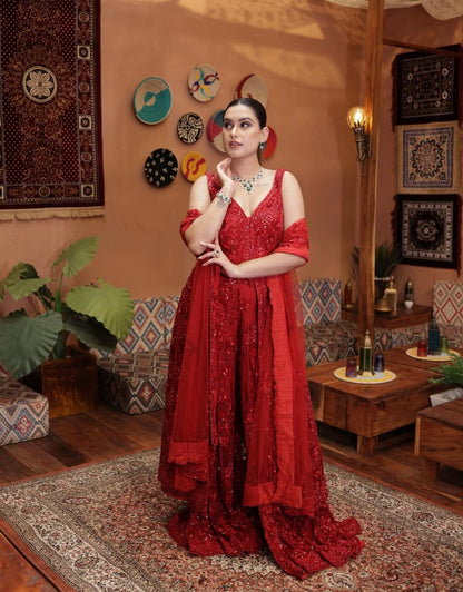 Red Sharara suit