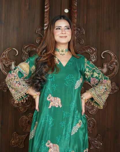 Green kaftan dress