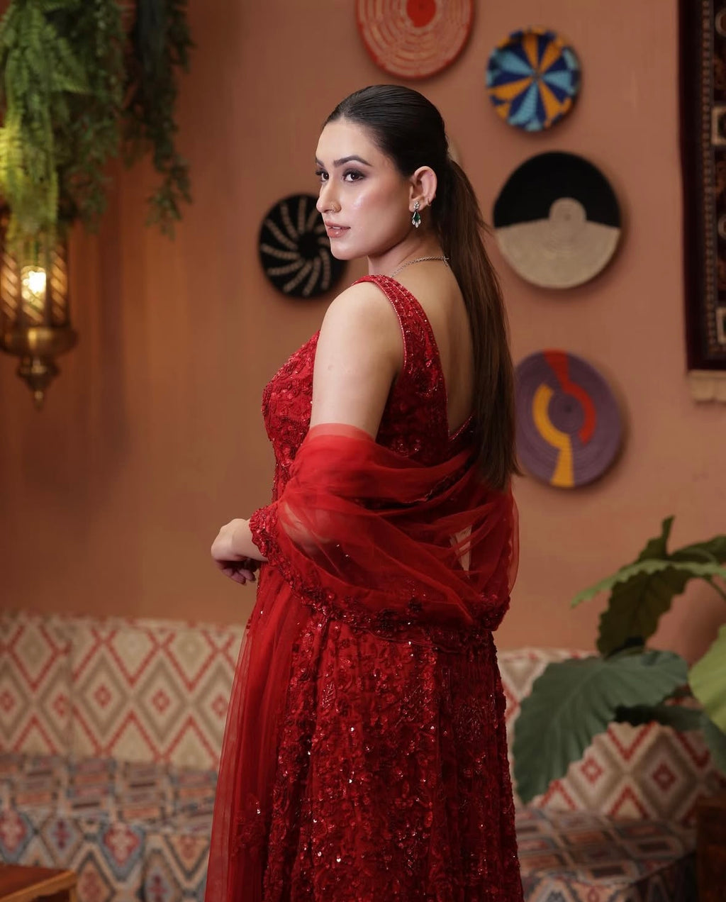 Deep Red Sharara Set