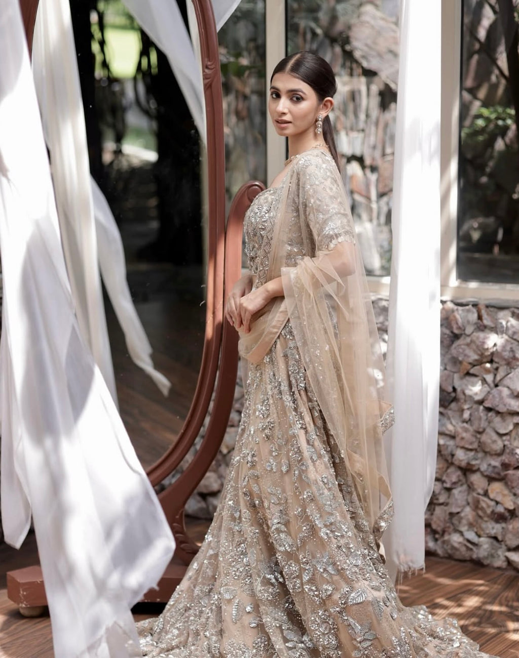 Champagne Embroidered Lehenga