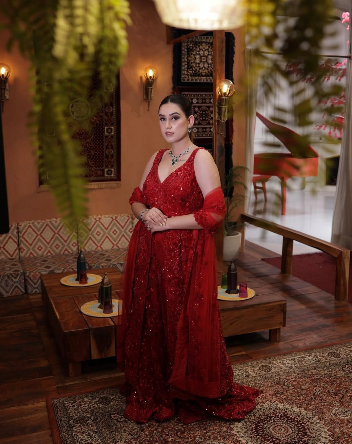 Deep Red Sharara Set