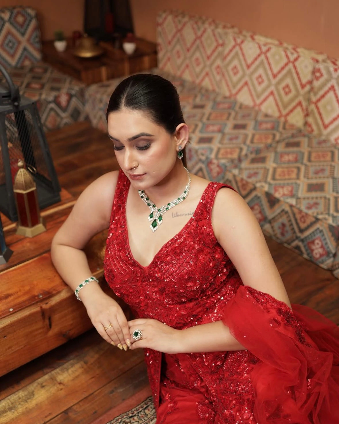 Deep Red Sharara Set