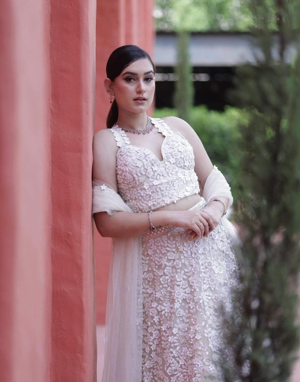 Ivory 3D Floral Lehenga