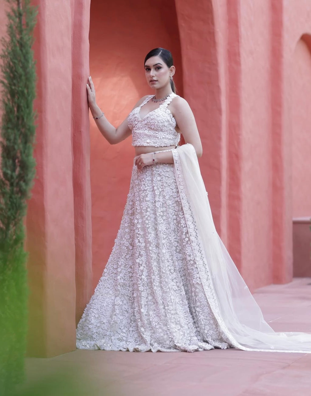 Ivory 3D Floral Lehenga