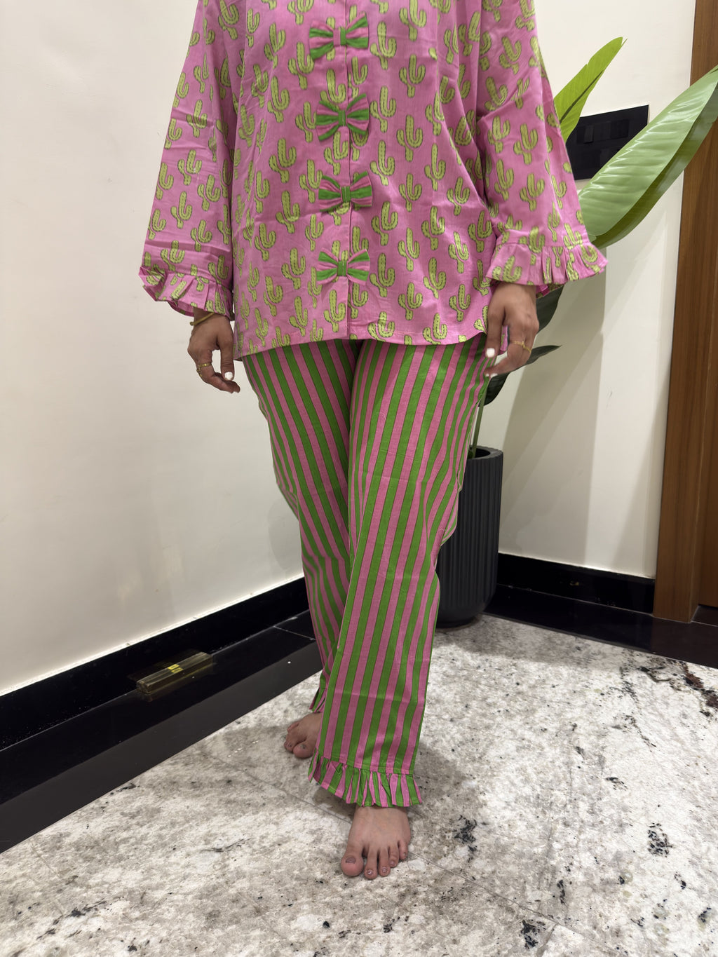 Pink Cactus Night Suit