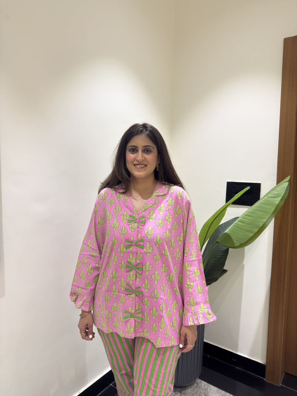 Pink Cactus Night Suit
