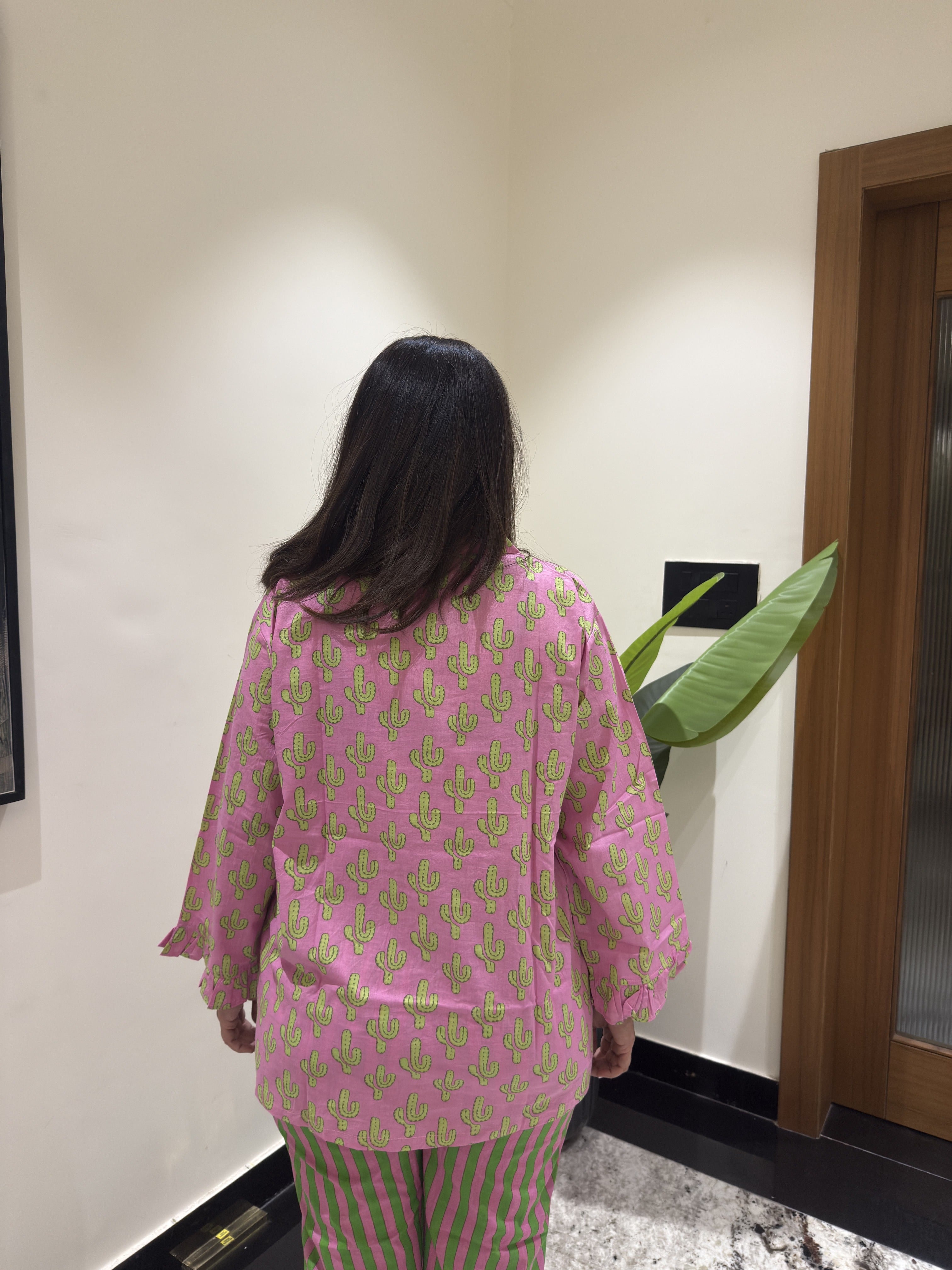 Pink Cactus Night Suit
