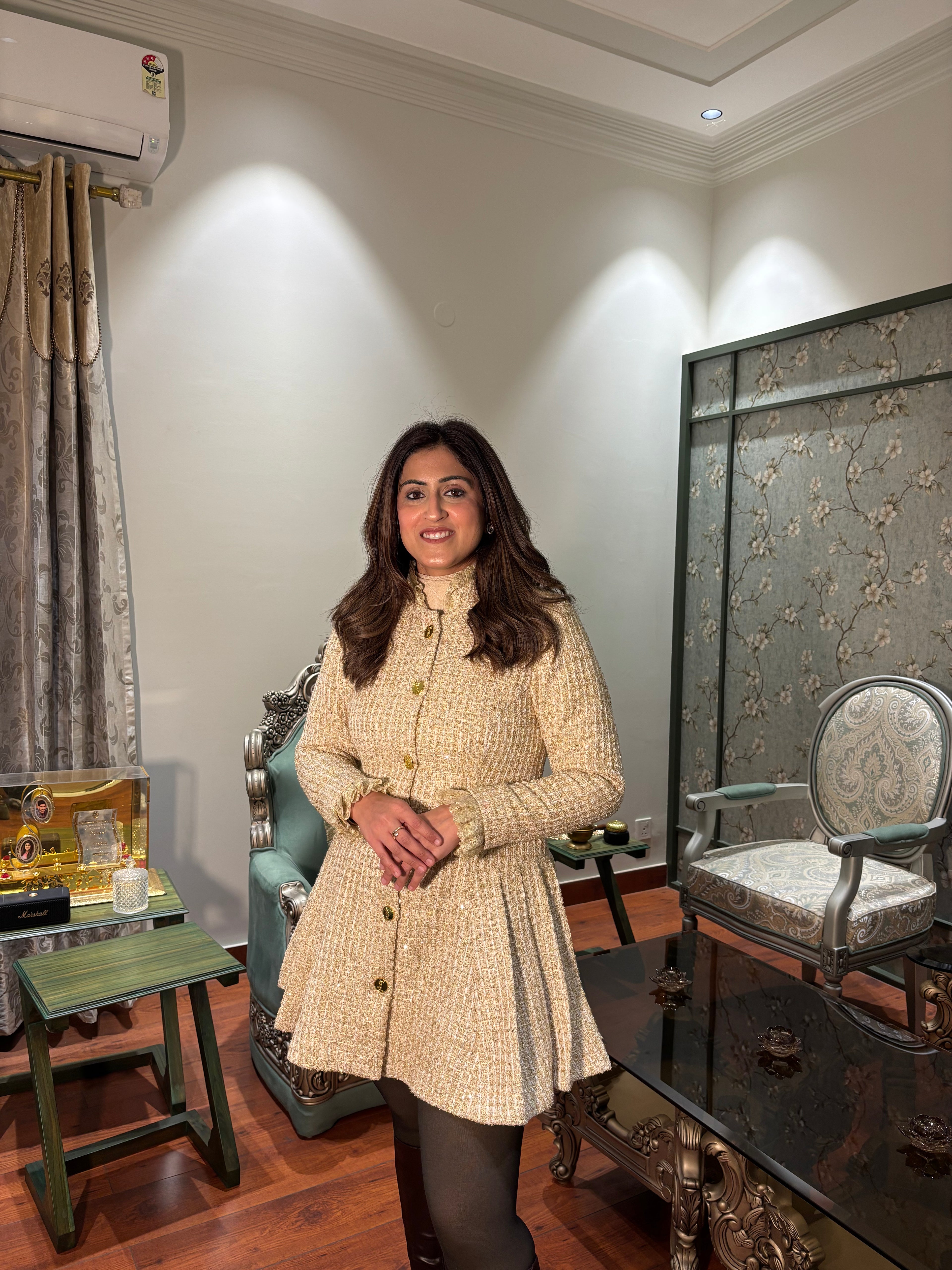 Golden tweed Coat Dress