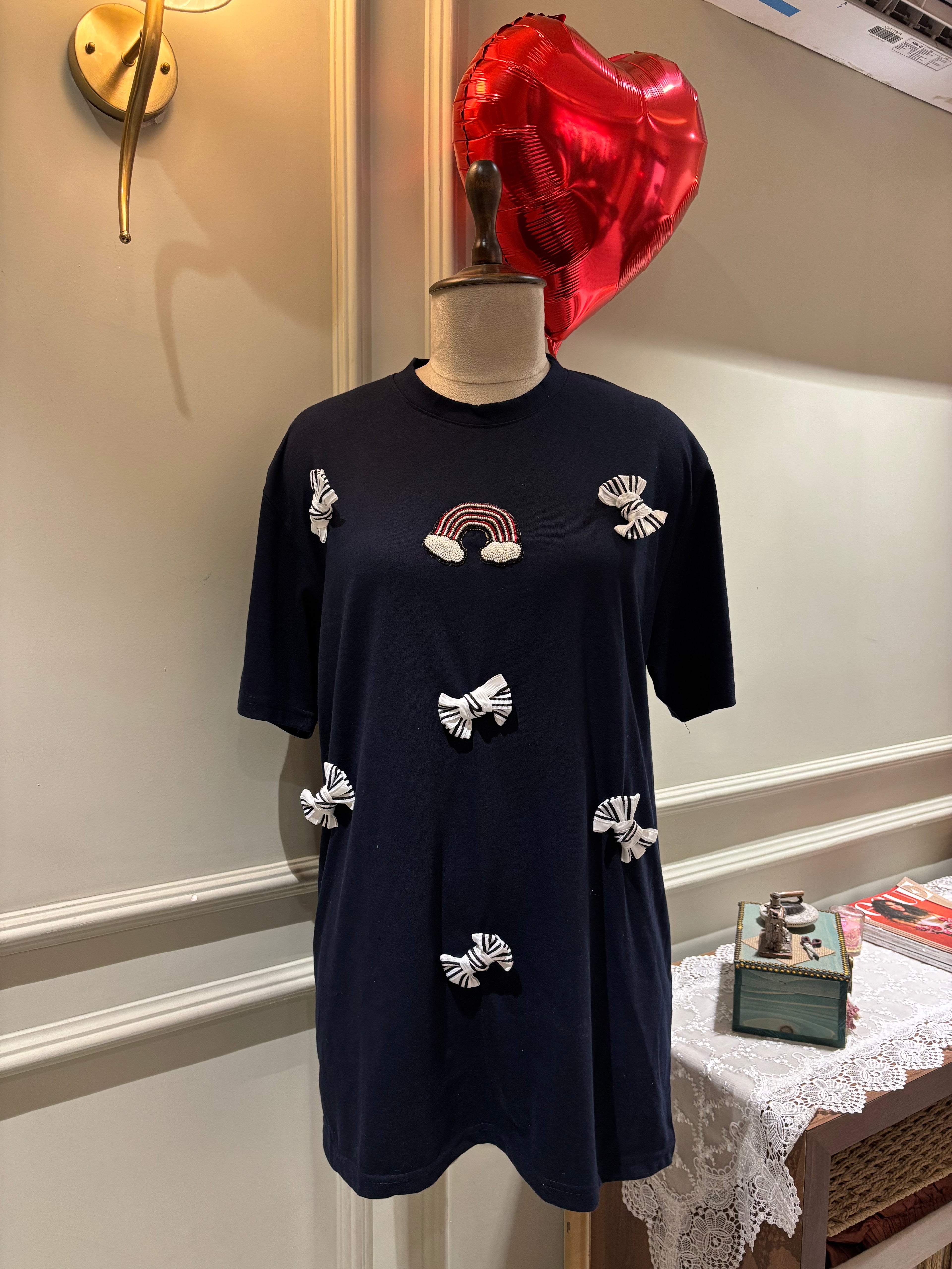 Rainbow Bow Navy T-Shirt
